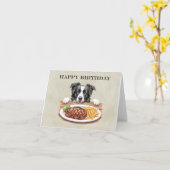 Steak en friet Diner Border Collie Verjaardag Kaart (Gele Bloem)