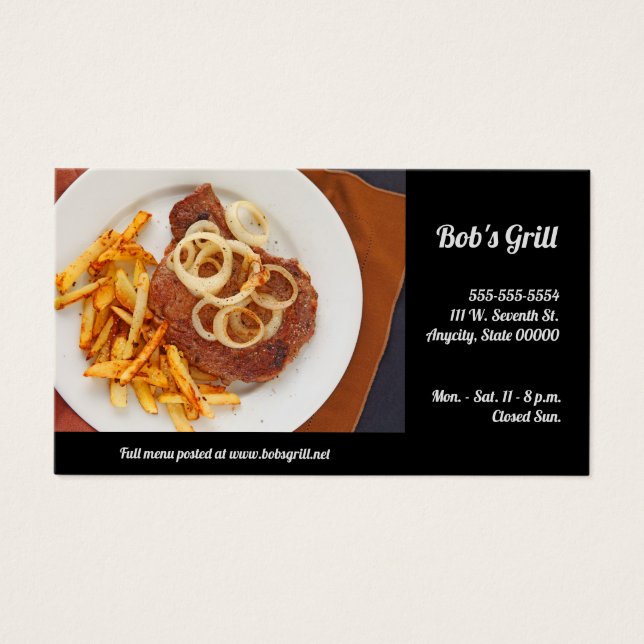 Steak en friet visitekaartjes (Voorkant)