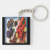  steak en garnalenvlek sleutelhanger (Achterkant)