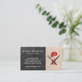 Steak en gebruiksvoorwerpen | Culinair Restaurant Visitekaartje (Staand voorkant)