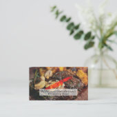 Steak en paddenstoelen | Logo brandweerluiers Visitekaartje (Staand voorkant)