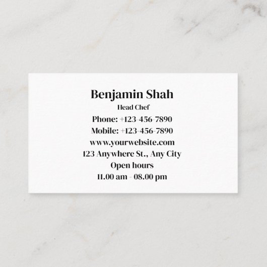 steak food Visitekaartje (Achterkant)