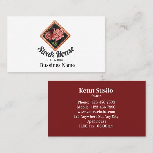 Steak Food Waterverf Visitekaartje (Voorkant / Achterkant)