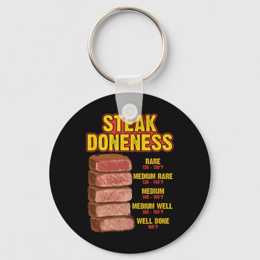 Steak Gaarheid Chart Tabel Gids Bbq Vlees Chef Pit Sleutelhanger (Voorkant)