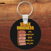 Steak Gaarheid Chart Tabel Gids Bbq Vlees Chef Pit Sleutelhanger (Voorkant)