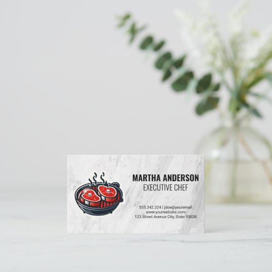 Steak & Grill Logo Visitekaartje (Staand voorkant)