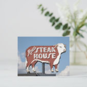 Steak House Sign op Route 66 Briefkaart (Staand voorkant)