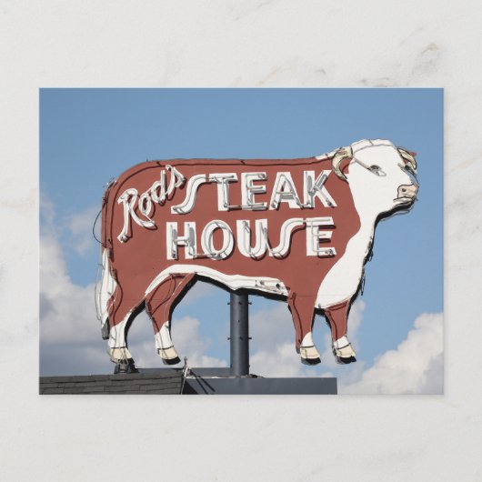 Steak House Sign op Route 66 Briefkaart (Voorkant)