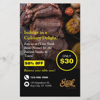 Steak House, Steak Resto, Restaurant Flyer