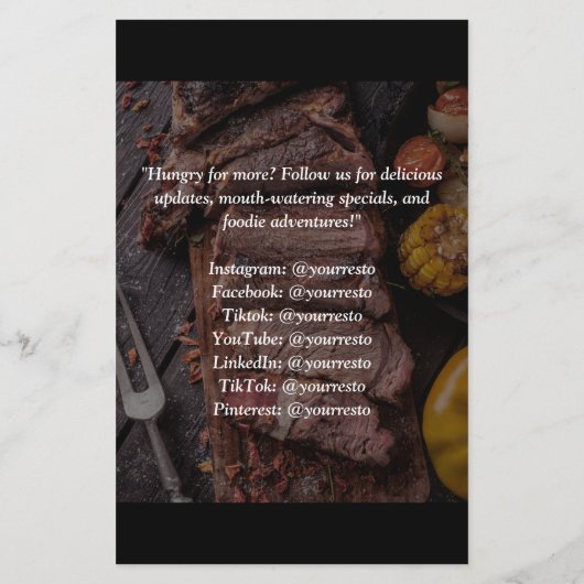 Steak House, Steak Resto, Restaurant Flyer (Achterkant)