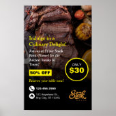 Steak House, Steak Resto, Restaurant Flyer Poster (Voorkant)