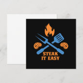 Steak it Easy BBQ Barbecue Grill Grilling Chef Gif Kaart (Voorkant / Achterkant)