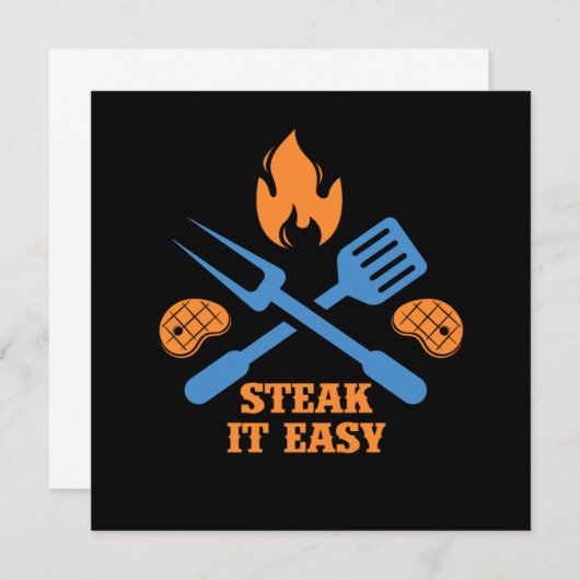 Steak it Easy BBQ Barbecue Grill Grilling Chef Gif Kaart (Voorkant / Achterkant)