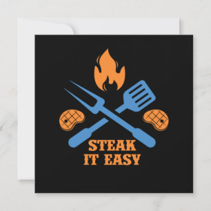 Steak it Easy BBQ Barbecue Grill Grilling Chef Gif Kaart