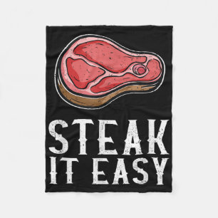 Steak It Easy Funny BBQ Barbecue Meat Smoker Pitma Fleece Deken