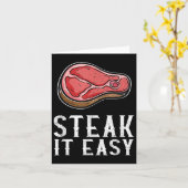 Steak It Easy Funny BBQ Barbecue Meat Smoker Pitma Kaart (Gele Bloem)