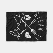 Steak It Easy Funny BBQ Grillen Vaderdag Geheugen Fleece Deken (Voorkant (Horizontaal))