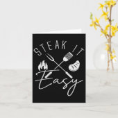 Steak It Easy Funny BBQ Grillen Vaderdag Geheugen Kaart (Gele Bloem)