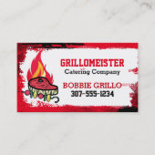 steak kebab-vlammengrilling BBQ chef catering Contactkaartje (Voorkant)