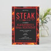 Steak Night Buurt BBQ Grill Verjaardagsfeest Kaart (Staand voorkant)