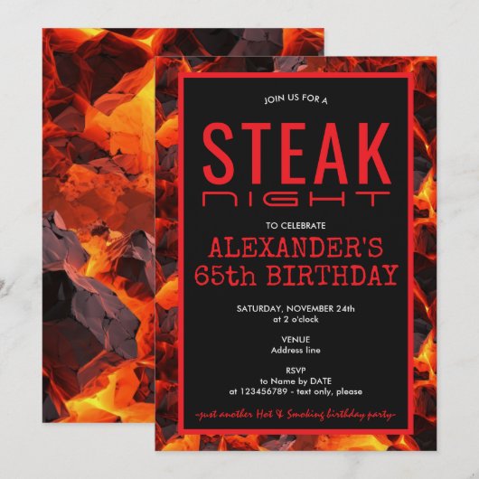 Steak Night Buurt BBQ Grill Verjaardagsfeest Kaart (Voorkant / Achterkant)