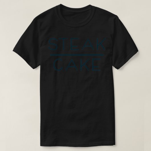 Steak over cake in donkerblauw karnivore dieet t-shirt (Design voorkant)