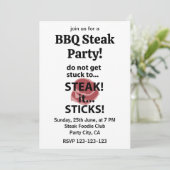 Steak Sticks Grappige Steak BBQ Feest Kaart (Staand voorkant)