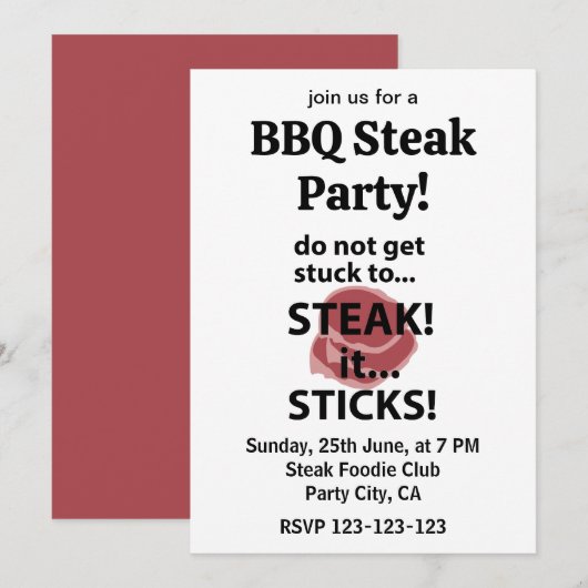 Steak Sticks Grappige Steak BBQ Feest Kaart (Voorkant / Achterkant)