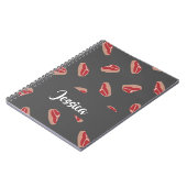 Steak-vleespatroon op grijs notitieboek (Linkerzijde)