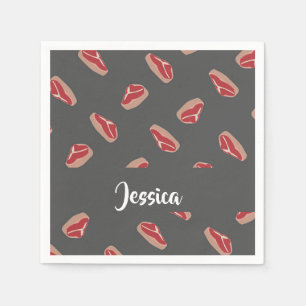 Steak-vleespatroon op grijs servet