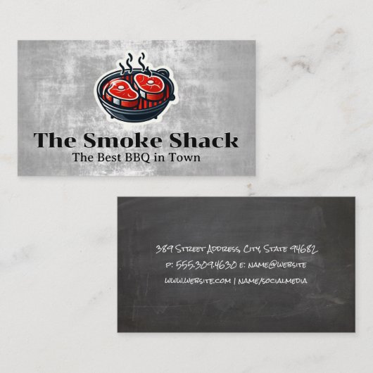 Steaks koken op open grill visitekaartje (Voorkant / Achterkant)