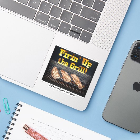 Steaks op de Grill Sticker (Laptop met iPhone)
