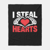 Steal Hearts Valentijnsdag Funny Skeleton Hand CL Fleece Deken (Voorkant)