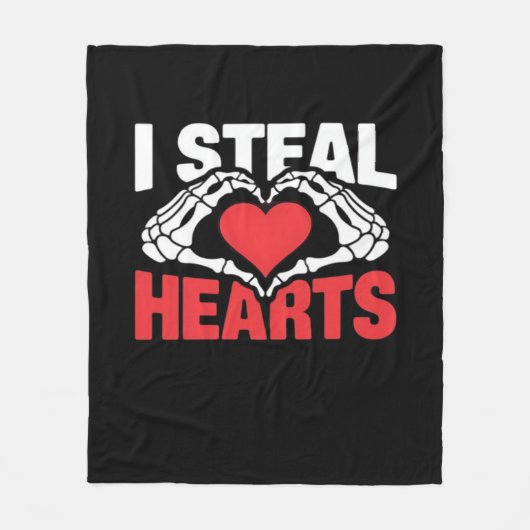 Steal Hearts Valentijnsdag Funny Skeleton Hand CL Fleece Deken (Voorkant)