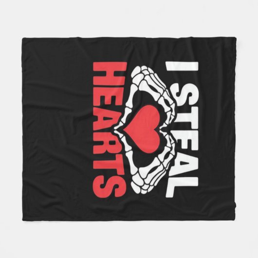 Steal Hearts Valentijnsdag Funny Skeleton Hand CL Fleece Deken (Voorkant (Horizontaal))