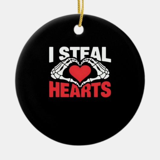 Steal Hearts Valentijnsdag Funny Skeleton Hand CL Keramisch Ornament (Voorkant)