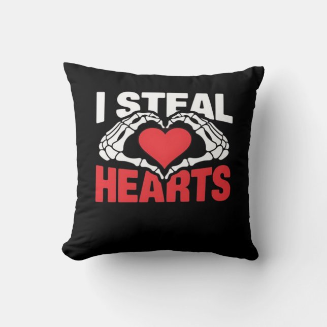 Steal Hearts Valentijnsdag Funny Skeleton Hand CL Kussen (Voorkant)
