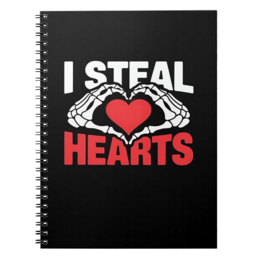 Steal Hearts Valentijnsdag Funny Skeleton Hand CL Notitieboek (Voorkant)