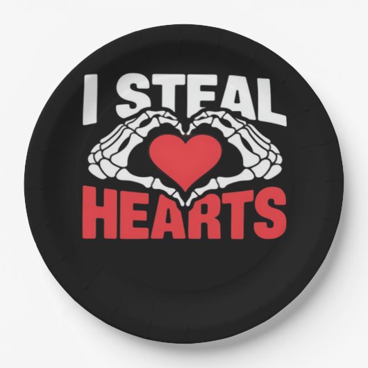 Steal Hearts Valentijnsdag Funny Skeleton Hand CL Papieren Bordje (Voorkant)