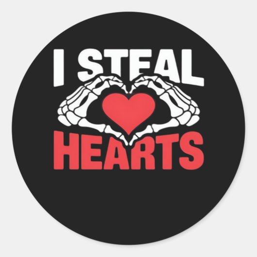 Steal Hearts Valentijnsdag Funny Skeleton Hand CL Ronde Sticker (Voorkant)