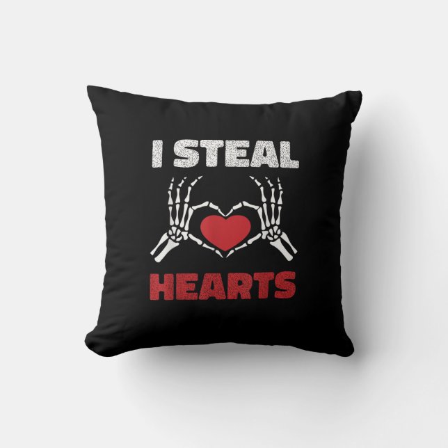 Steal Hearts Valentijnsdag Funny Skeleton Hand Kussen (Voorkant)