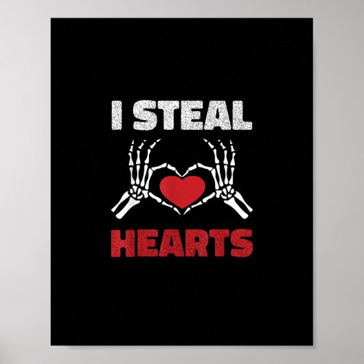 Steal Hearts Valentijnsdag Funny Skeleton Hand Poster (Voorkant)