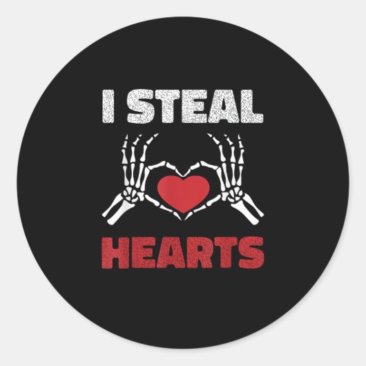 Steal Hearts Valentijnsdag Funny Skeleton Hand Ronde Sticker (Voorkant)