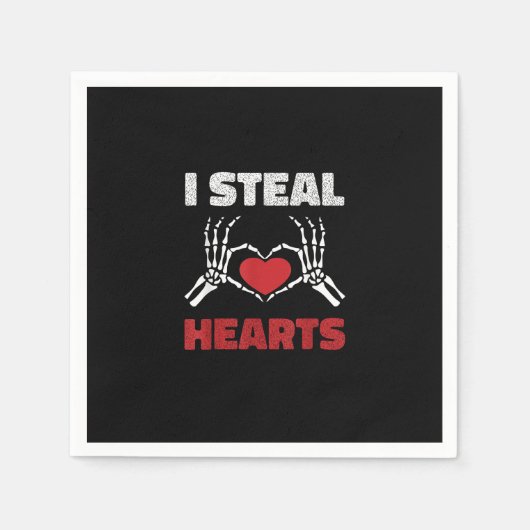 Steal Hearts Valentijnsdag Funny Skeleton Hand Servet (Voorkant)