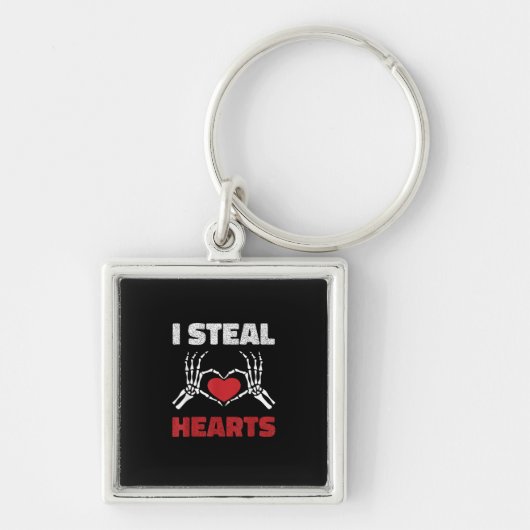 Steal Hearts Valentijnsdag Funny Skeleton Hand Sleutelhanger (Voorkant)