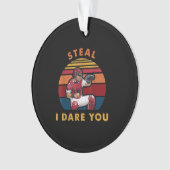 Steal I Dare you Funny Baseball Catcher Player Ornament (voorkant)