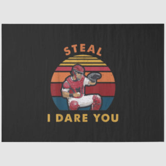 Steal I Dare you Funny Baseball Catcher Player Tissuepapier
