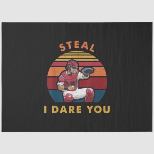 Steal I Dare you Funny Baseball Catcher Player Tissuepapier (Voorkant)