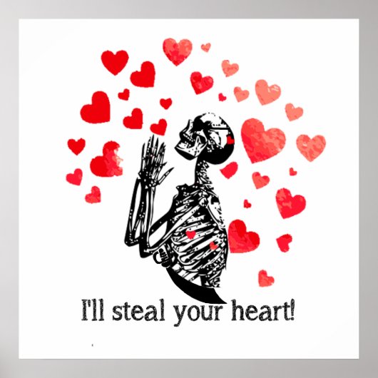 Steal je hart Funny  Pirate Skeleton Poster (Voorkant)