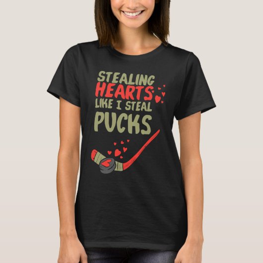 Stealing Heart Like I Steal Pucks Valentines Day H T-shirt (Voorkant)